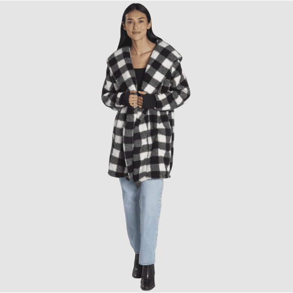Amari Oversized Berber Lounger (Black Check, XS/S)