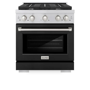 ZLINE 30" 4.2 cu. ft. Paramount Dual Fuel Range with 4 Burners in Stainless Steel with Black Matte Door, SDR-BLM-30
