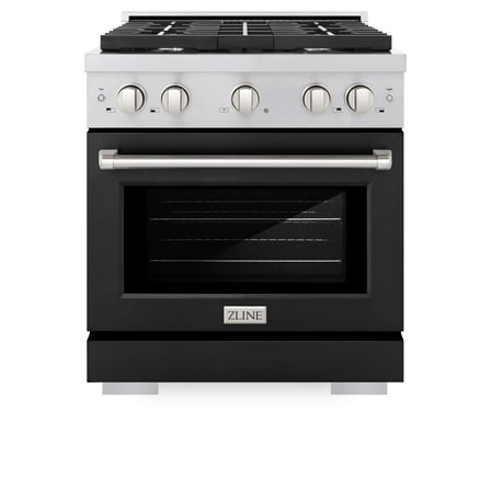 ZLINE 30" 4.2 cu. ft. Paramount Dual Fuel Range with 4 Burners in Stainless Steel with Black Matte Door, SDR-BLM-30