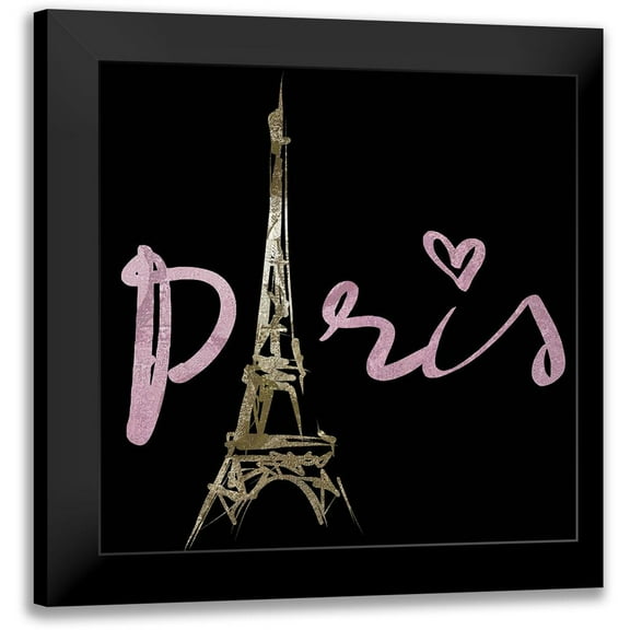 Sommers, Mindy 12x12 Black Modern Framed Museum Art Print Titled - Paris Love