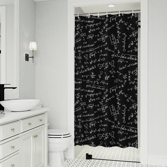 Math Equations Algebra Black Pattern Shower Curtain 36"x72" ,Bathroom Decorative Shower Curtains Set with 12 Hooks,Modern Waterproof Washable Shower Curtain