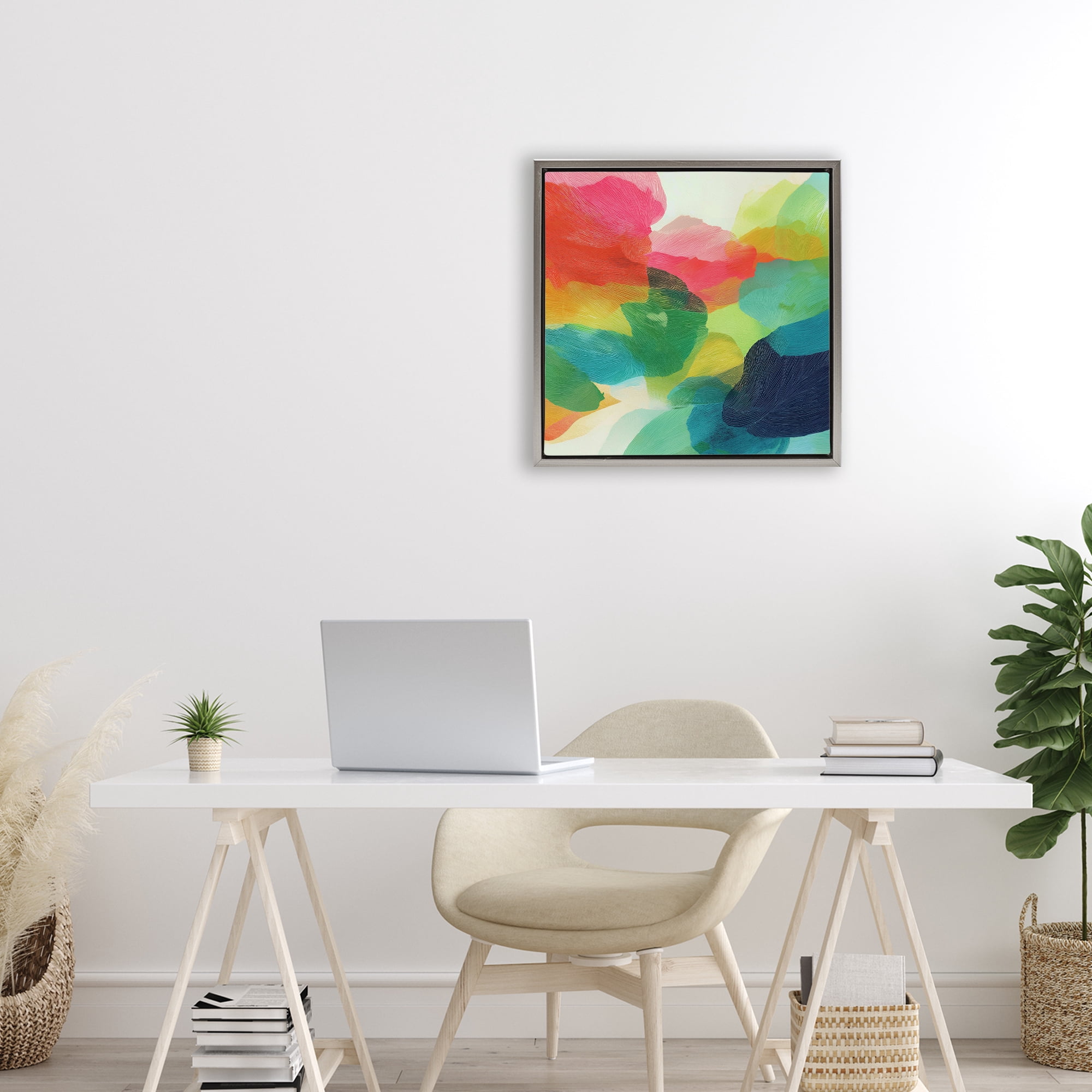 Stupell Industries Vivid Flowing Color Field Gray Framed Floater Canvas Wall Art, design by Chromatic Storm Studio