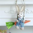 thumbnail image 2 of Easter Straw Bunny Figurine, Straw Rabbit on Carrot Swing, B, 2 of 5