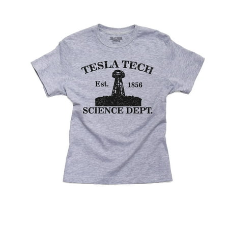Tesla Tech Science Dept. Est. 1856 - Cool Graphic Boy's Cotton Youth Grey T-Shirt