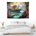 thumbnail image 3 of ONETECH  Trippy Forest Tapestry Animal Fantasy Waterfall Rafting Wall Hanging Nature Landscape Fairy Tale World Animal Tapestry Flannel for Bedroom Living Room Dorm Decor, 3 of 7