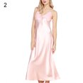 thumbnail image 2 of Summer Silk Pajamas Nightgown Women Pleated V Neck Sleeveless Maxi Nightdress, 2 of 7