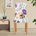 thumbnail image 5 of Purple Flowers Chair Covers for Dining Room, Dining Table Seat Covers Set of 4, Dining Room Chair Slip Covers without Arms, Machine Washable Stretchable Dining Room Chair Covers, 5 of 6