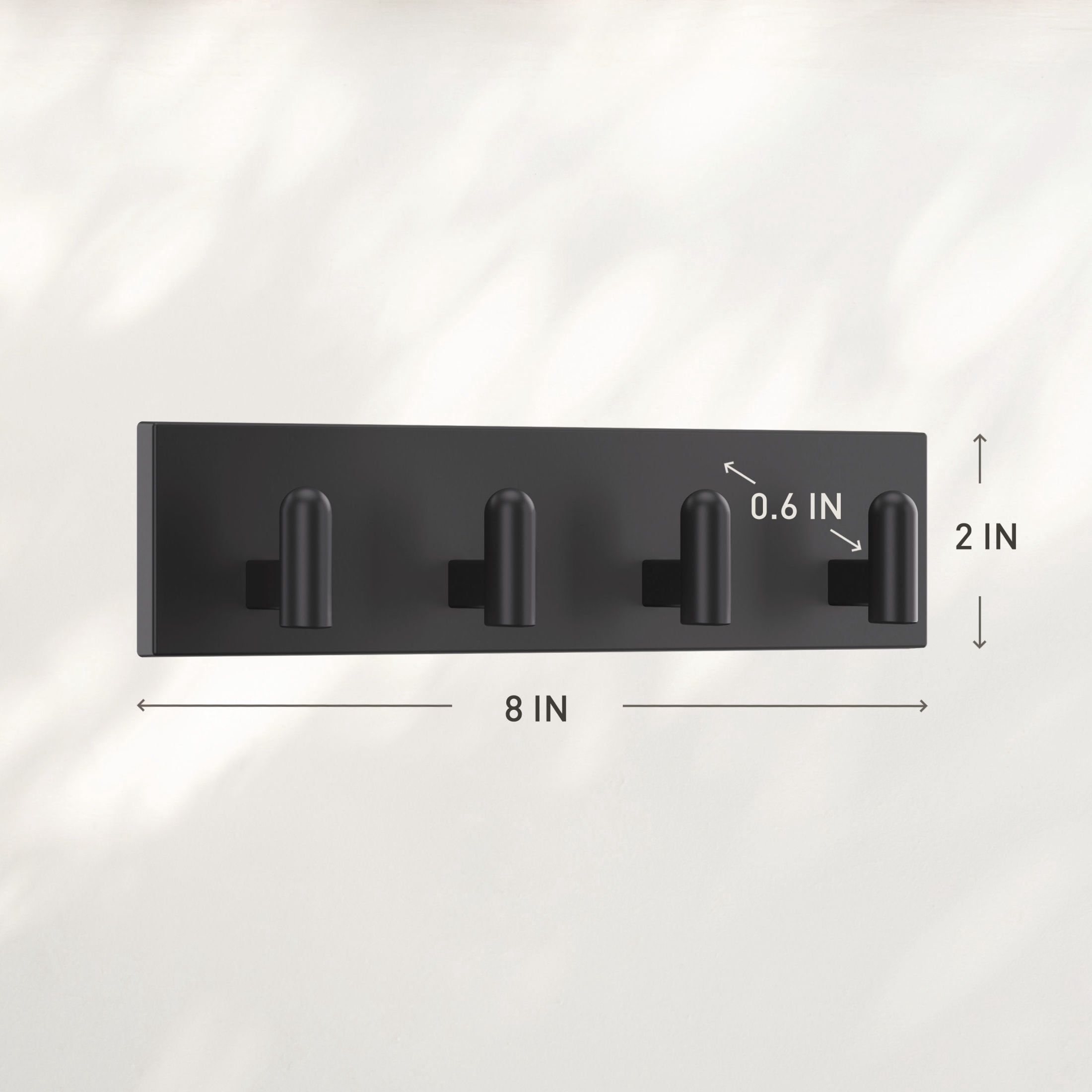 Command Decor Metal Key Rail, Matte Black, Strong Hold, 1 Hook Rail, 8 Small Adhesive Strips