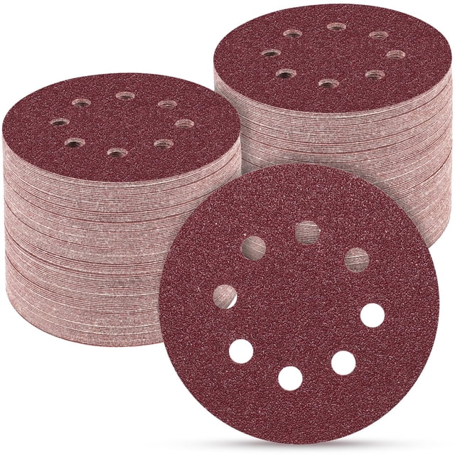 Discos de lijado POTUINOM, 100 unidades, 12,5 cm, grano 40, para lijadora orbital