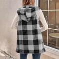 thumbnail image 7 of ZHOUCHANKIDS Womens Fleece Sherpa Vest Winter Sleeveless Fuzzy Fluffy Checkered Plaid Vest Zip Up Jacket with Pockets Grey XL, 7 of 7