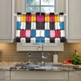 thumbnail image 2 of Yayeee Kitchen Curtains Tier Pair Light Filtering 27"x24" Rod Pocket Short Cafe Window Panel, White Checkered Pattern, 2 of 7