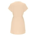 thumbnail image 3 of Beach Cover up Set Women's Summer Drawstring Mini Dress Lace V Neck Beach Cover Up for Summer Vacation Beige XL, 3 of 4