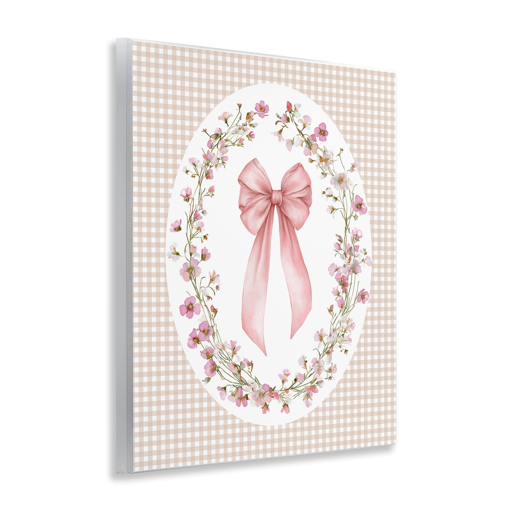 Stupell Industries Feminine Gingham Bow Wall Plaque Art, design by Christine Simpson Art