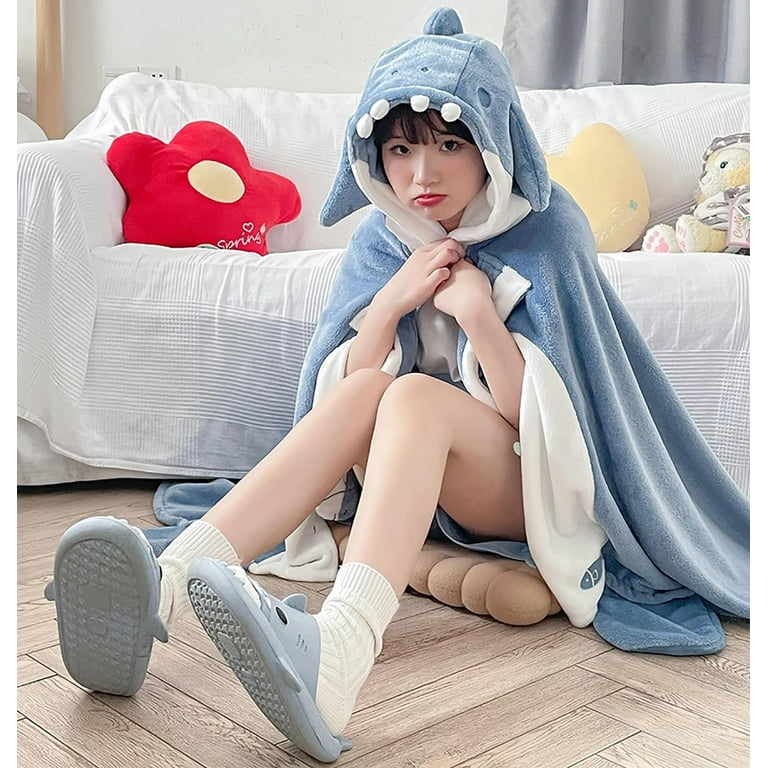 パジャマ2 Quixal Shark Blanket Adult Wearable, Super Soft Cozy Hooded Robe