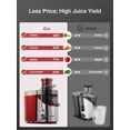 thumbnail image 2 of Juicer Machines, Extractor Juilist de boca ancha de 3 pulgadas de potencia máxima de 800 W, para verduras y frutas con ajuste de 3 velocidades, motor de 400 W, fácil de limpiar, rojo, 2 of 5