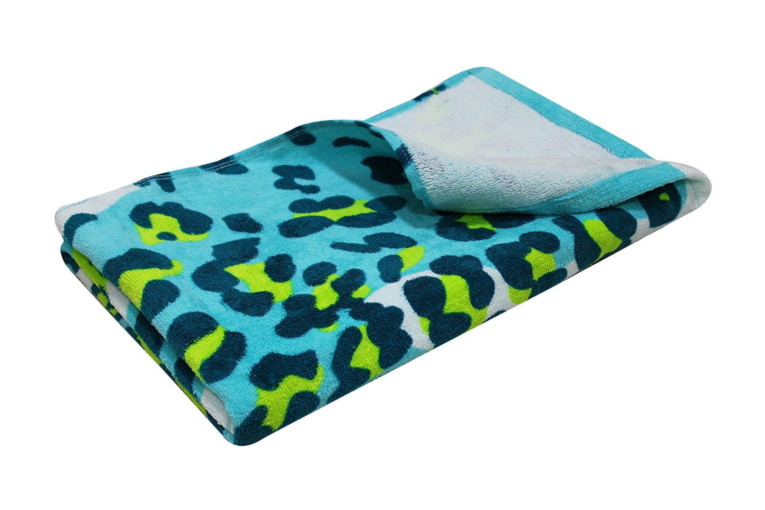 MAINSTAYS BEACH TOWEL -- Cheetah Teal