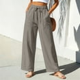 thumbnail image 2 of SROBPTY Fall Winter Plus Size Womens Pants Solid Drawstring High Waist Wide-Leg Bottoms with Pocket, 2 of 5