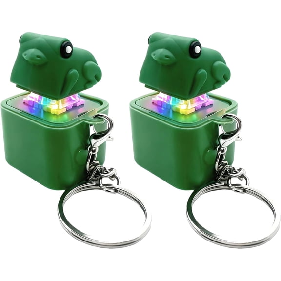 2 Pcs Croaking Frog Keychain Noise Maker Frog Fidget Rechargeable Adults Fidget Keyboard Clicker with Colorful Lights Fun Portable Anxiety Relief Sensory(RL)
