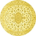thumbnail image 1 of Ahgly Company Machine Washable Indoor Round Medallion Yellow Traditional Area Rugs, 7' Round, 1 of 4