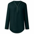 thumbnail image 5 of SDNall Womens Summer Long Sleeve Zip Casual Tunic V-Neck Rollable Blouse Tops, 5 of 9