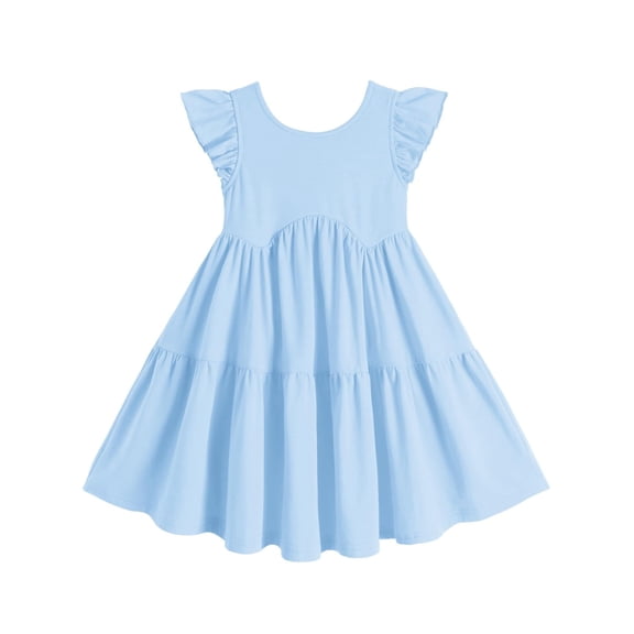 Arshiner Toddler Dress Girls Backless Tiered Summer Dresses Cute Swing Beach Sundress with Pockets