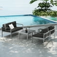 thumbnail image 4 of Costway 4 PCS Patio Aluminum Sofa Set Coffee Table Cushioned Loveseat Chair WPC Armrests, 4 of 10