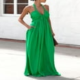 thumbnail image 3 of Robe à Nouer pour Femmes Col Halter Couleur Unie pour Tenue Décontractée d'Été, 3 of 9