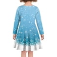 thumbnail image 3 of Renewold Blue Snowflake Graphic Pleated Dress for Girls Toddler Long Sleeve Crew Neck Christmas Winter Snow Skater Dress Comfy Vacation Dresses Size XL, 3 of 4