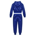 thumbnail image 2 of iixpin Kids Boys Girls Sequins Hip-hop Jazz Latin Street Dance Outfits Hooded Tops with Pants 2pcs Set Blue 7-8, 2 of 7