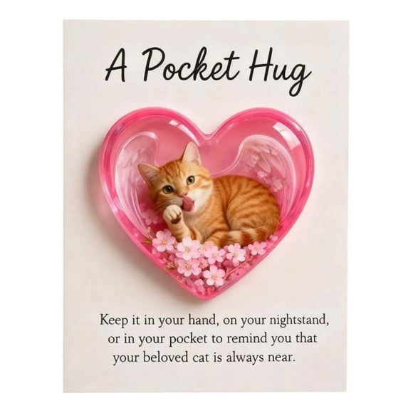 Memorial Pocket Keepsake for Pet Loss - Sleeping Heart Resin Token with Forget-Me-Not Flowers, Comforting Sympathy Gift for Grieving Pet Owners