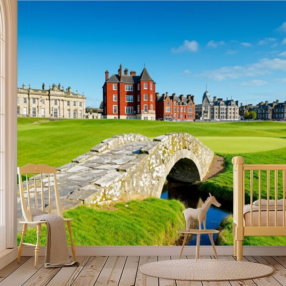 69"x98" Wall Mural Peel and Stick Wallpaper golf old course st old bridges Wall Decor Self Adhesive Removable Wall Stickers for Bedroom Living Room