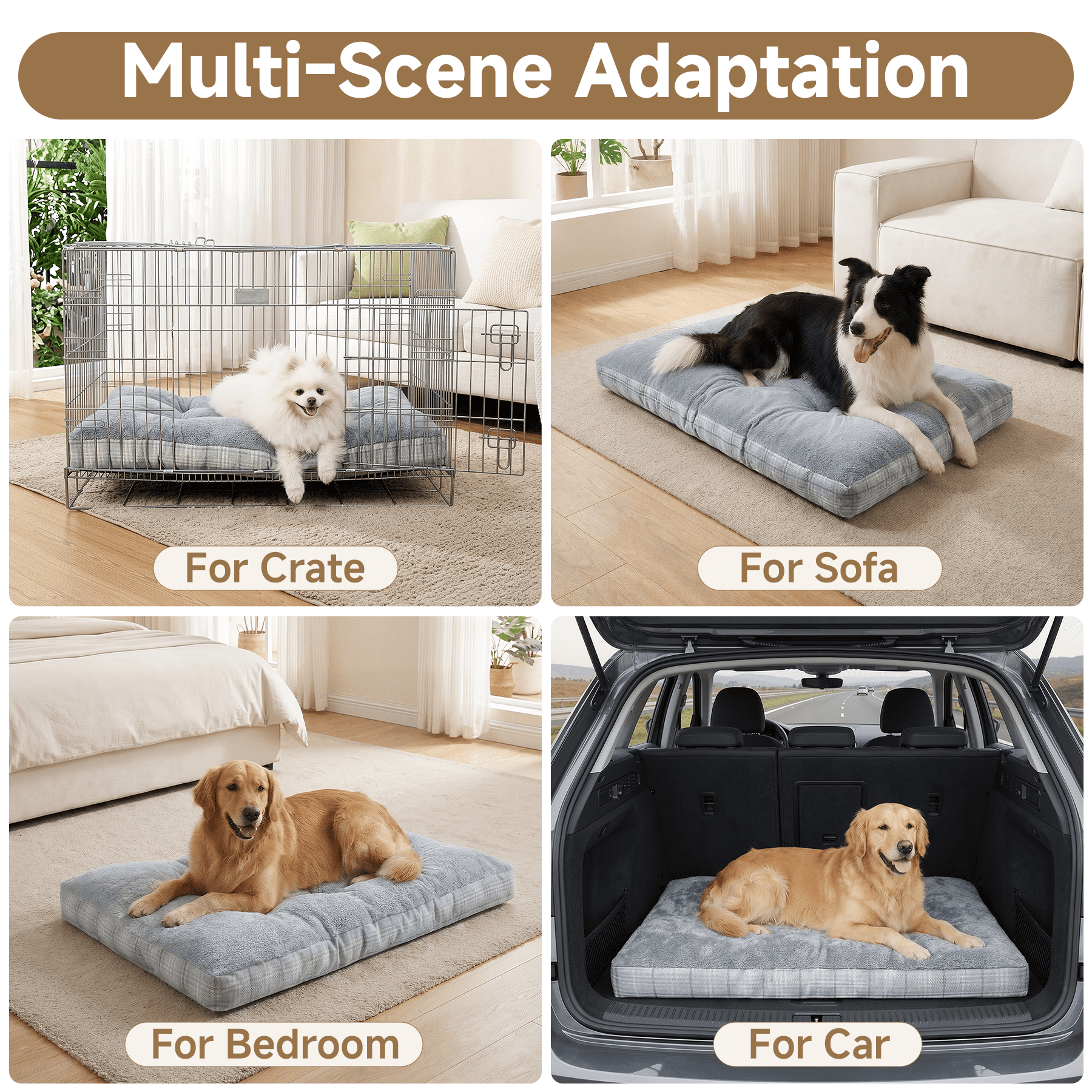 KSIIA 41in Washable Dog Bed for XLarge Dogs with Anti-Slip Bottom, Pet Pad for Crate for XLarge Sized Puppies