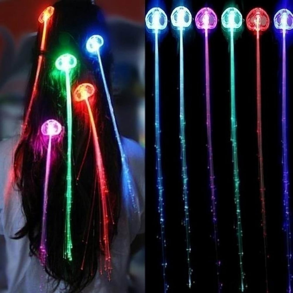 1PC New LED Fiber Optic RGB Lights Up Hair Barrette Clip Glow in the Dark Braid