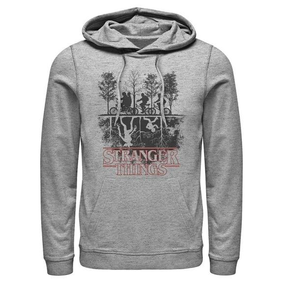 Netflix Men's Stranger Things Biking in Upside Down Pull Over Hoodie Athletic Heather Medium