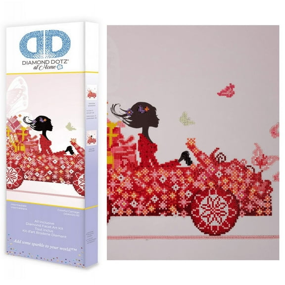 Diamond Dotz at Home - Colorful Carriage, Partial Drill, Round Dotz, Diamond Painting Kits, Diamond Art Kits for Adults, Diamond Art Car,  Diamond Art, Diamond Dotz, 20"x16"