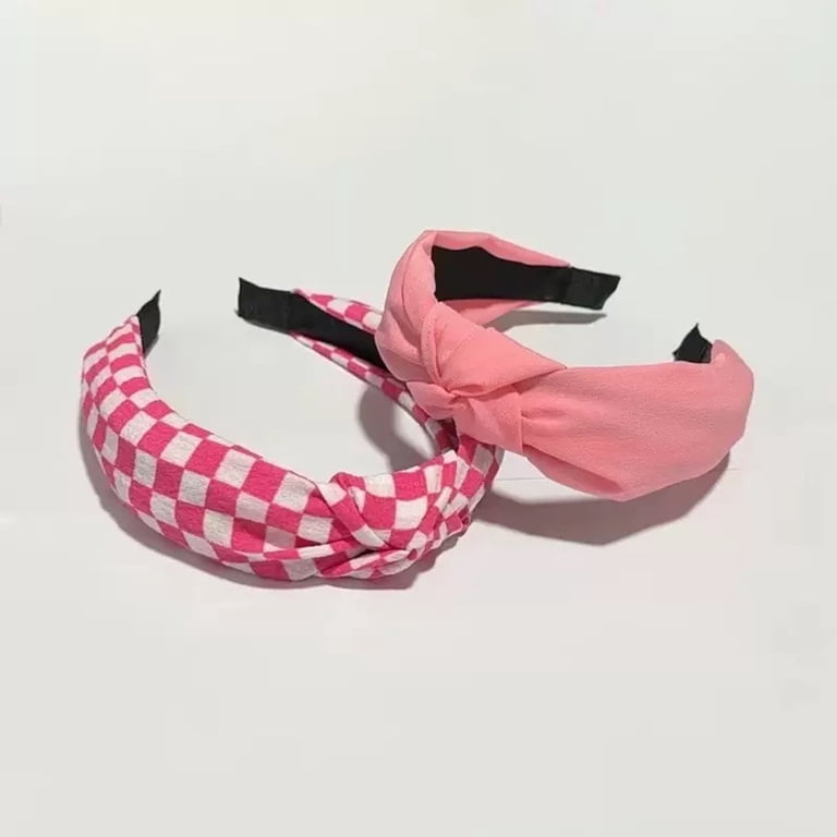 Huachi Floral Knotted Stretchy Headbands, 4-Pack, Hot Pink  display picture 2
