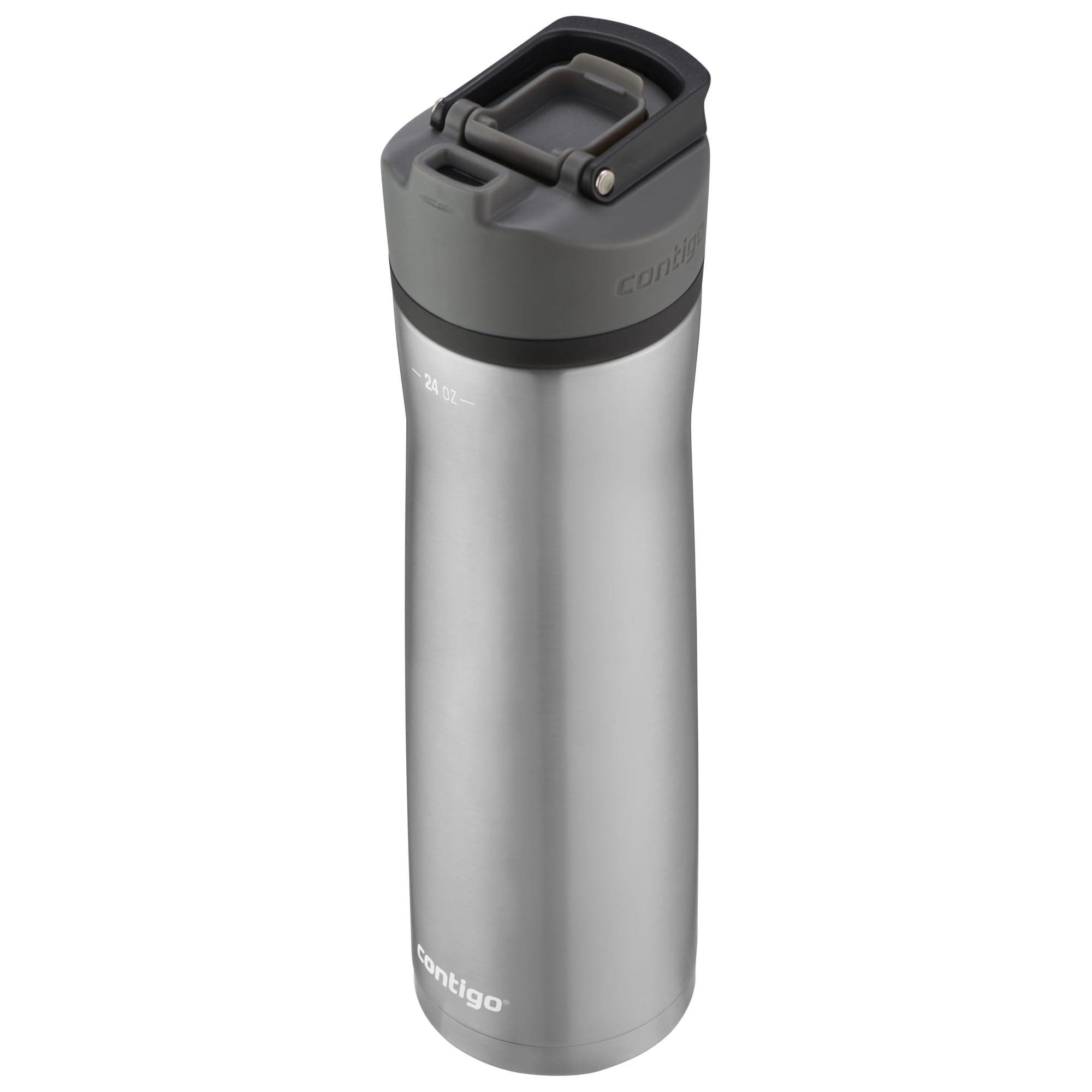 Contigo Cortland Chill 2.0 24 oz Silver, Gray and Licorice Solid Print Double Wall Vacuum Insulated Stainless Steel Water Bottle with Wide Mouth Lid