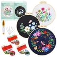 thumbnail image 1 of PENGXIANG 3 Sets Embroidery Cross Starter Stitch Kit  Pattern and Instructions Cross Stitch Kit Color Threads and Tools For Beginners-Handmade Embroidery DIY Craft, 1 of 11