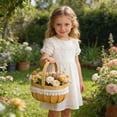 thumbnail image 2 of Zeyigg Handmade Rattan Woven Shopping Basket, Outdoor Picnic Basket Vegetable Picking Basket, Old-Fashioned Handled Tote for Flowers&nbsp;,B, 2 of 5