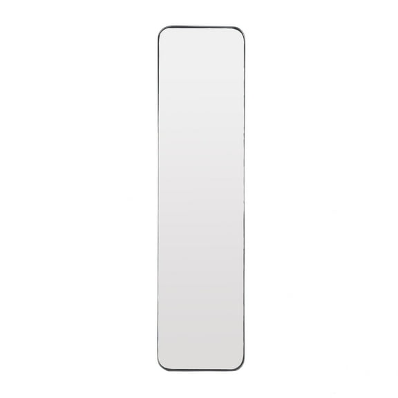 DecMode 12" x 48" Black Slim Wall Mirror with Thin Frame