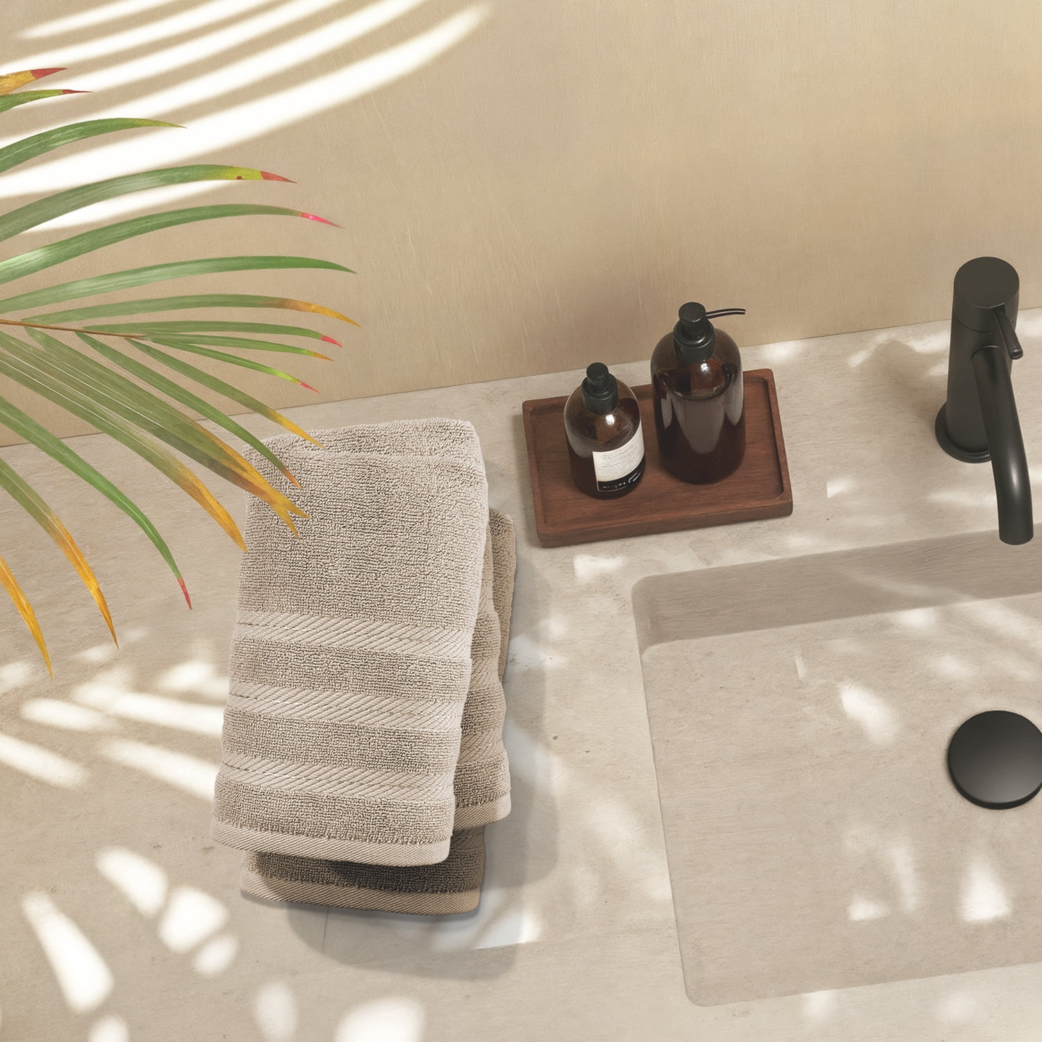 Virtu Bath Towel Sets For Bathroom 100% Ring Spun Cotton Luxury Bath Towel Set 4 Pc Highly Absorbent Towels, Cream