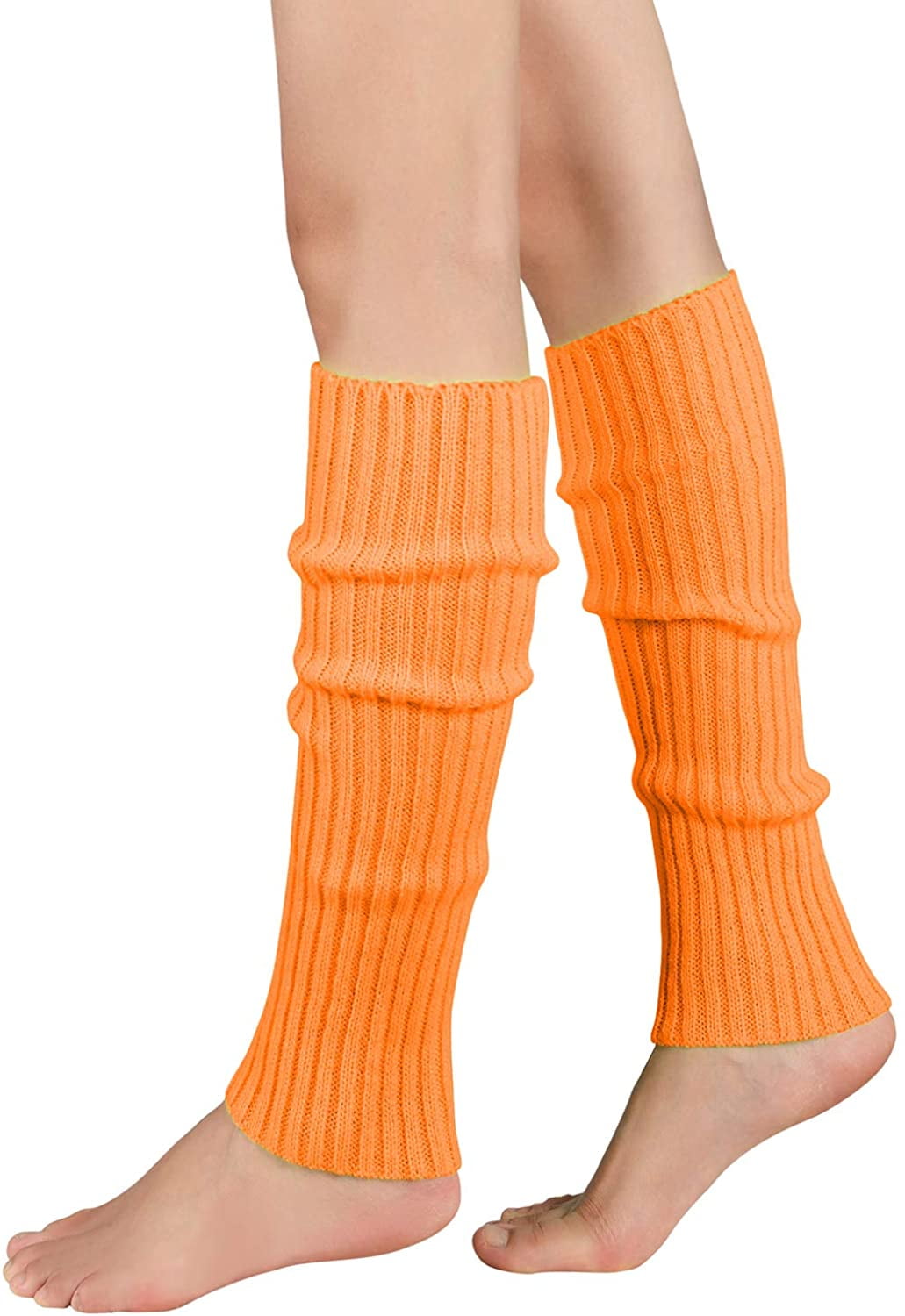Zando Womens Orange Leg Warmers Knee High Leg Warmers Junior Ribbed for