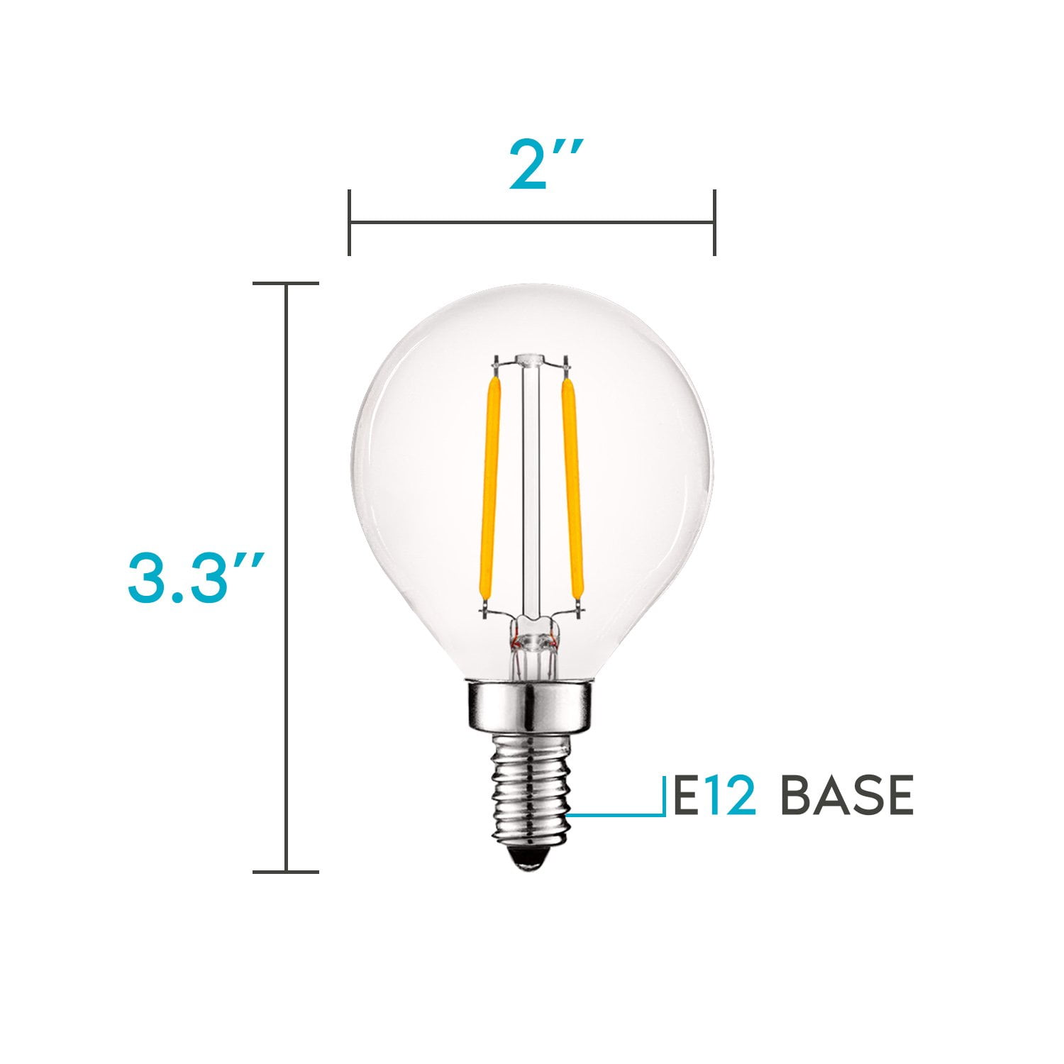 Luxrite G16.5 Edison Dimmable E12 LED Globe Light Bulbs, 4W=40W, 2700K Warm White, 400 Lumens 12-Pack