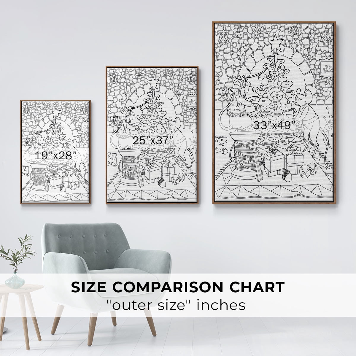 Creatures Stirring - Framed Gallery Wrapped Holiday Canvas - 17 x 25 - Rosewood Frame