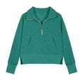 thumbnail image 5 of Girls Half Zip Sweatshirt Athletic Workout Cropped Pullover for Tween Long Sleeve Fall Tops Thumb Hole Cute Sweatshirts for Teen Girls Green 120, 5 of 5