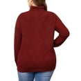 thumbnail image 5 of Agnes Orinda Women's Plus Size Pullover Sweaters Lightweight Long Sleeve Turtleneck Novelty Sweater 3X Burgundy, 5 of 7