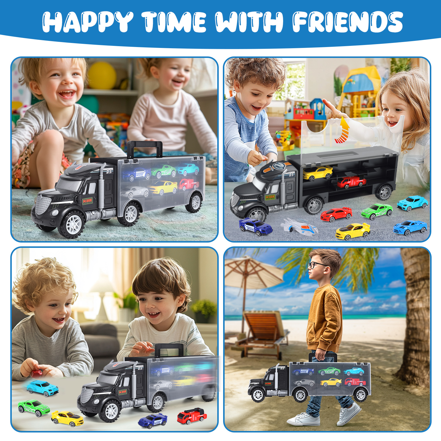WonderStone Carrier Truck With 12 Race Cars photo 2