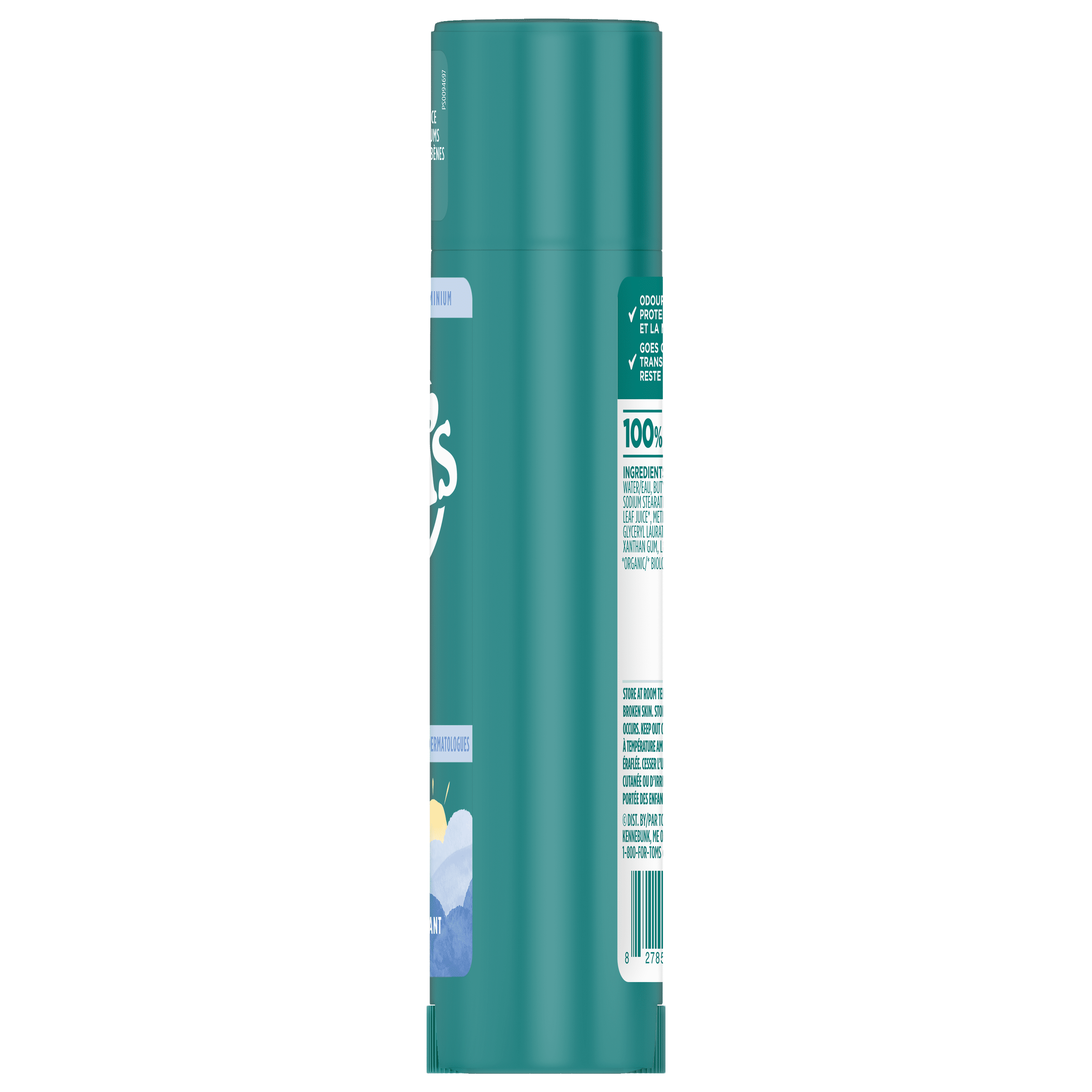 Déodorant naturel Tom’s of Maine Non parfumé pour femmes et hommes, Sans aluminium, 92 g