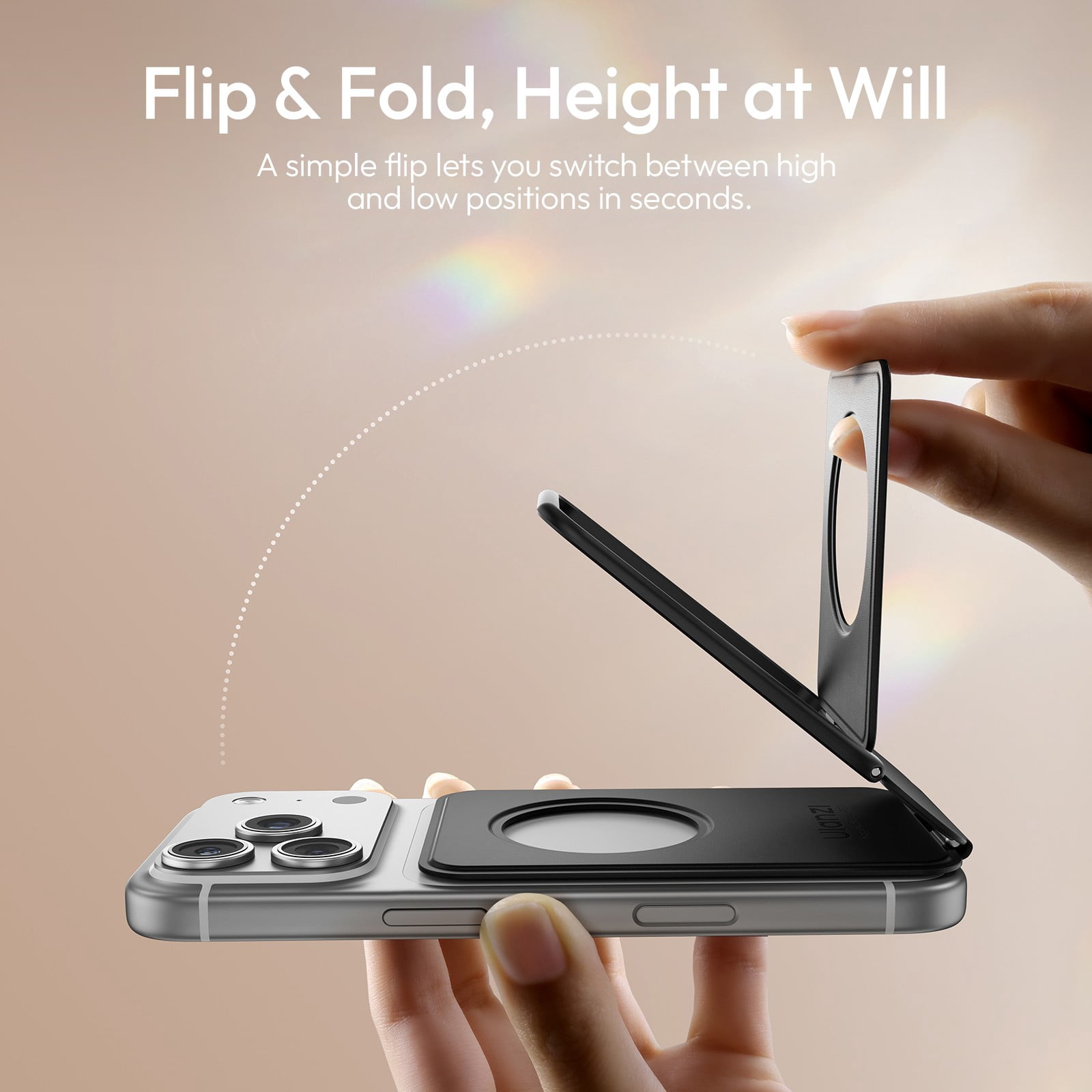 Ulanzi PS01 MagSnap Magnetic Phone Stand – Slim Foldable Phone Holder for Desk & Travel, Portable Lightweight Stand Compatible with iPhone & Android Smartphones