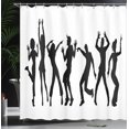 thumbnail image 3 of Ambesonne Silhouette Shower Curtain, Dancing Women and Men, 69"Wx75"L, Charcoal Grey and White, 3 of 4